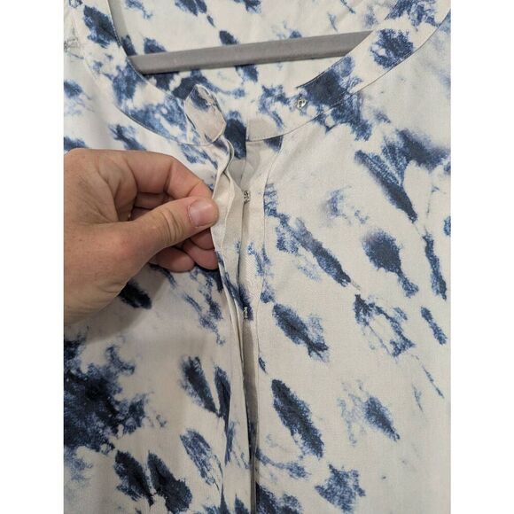 Go by Go Silk Shift‎ Dress women's medium blue tie dye washable frayed elegant - Picture 4 of 8